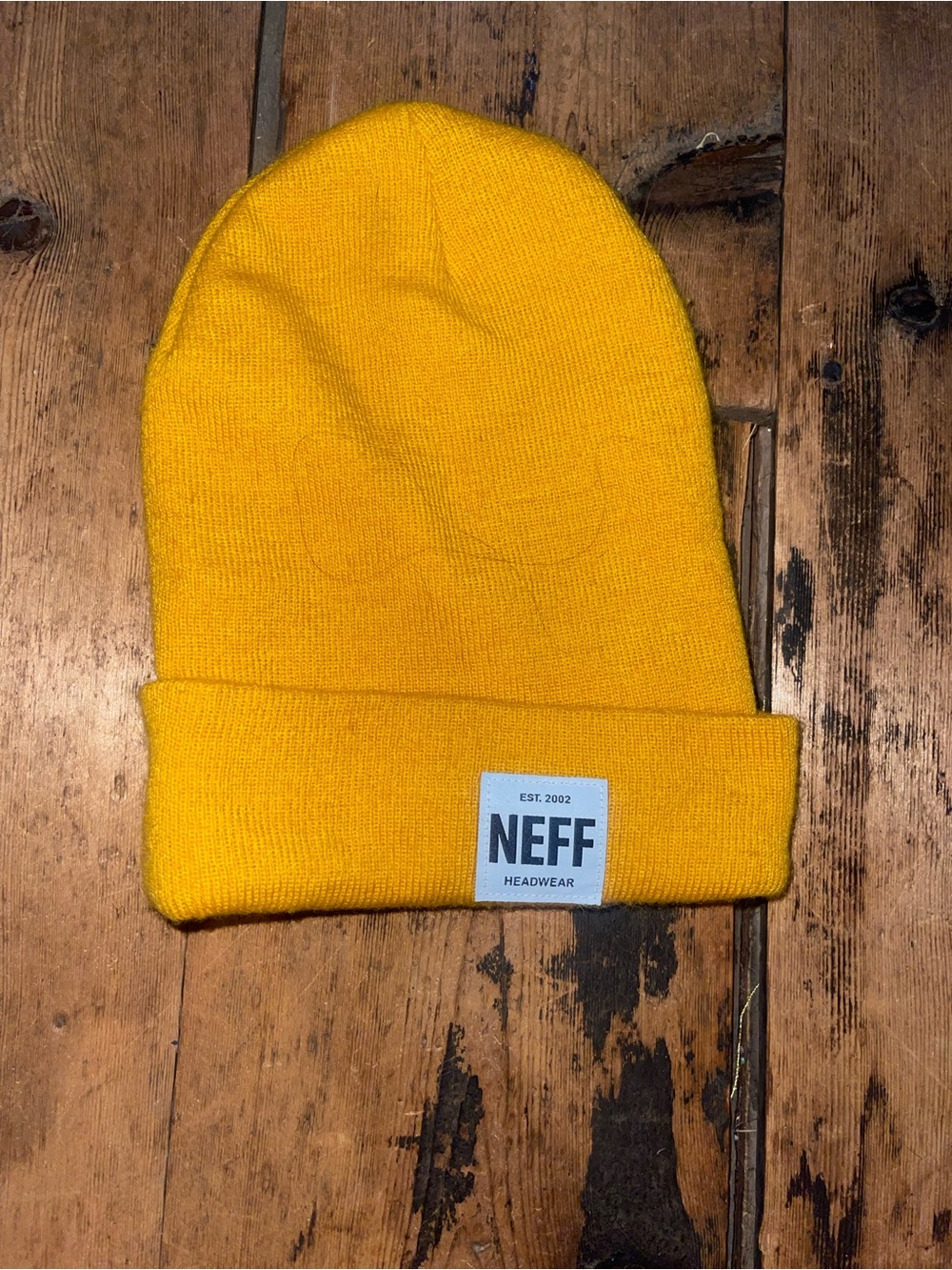 Neff Yellow Kids Knit Beanie with Logo Cuff
